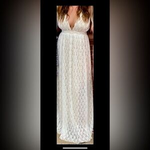 Long white lace dress